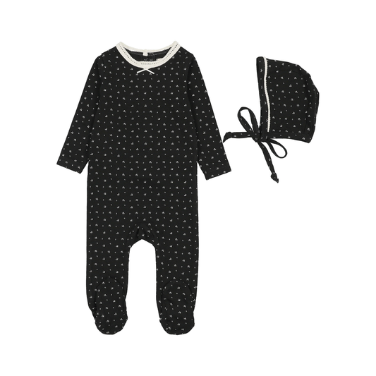 Lil Legs Black Print Tiny Twig Footie Set
