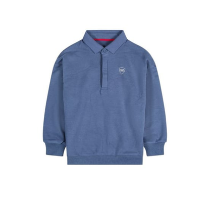 Memoi Moonlight Blue Boys Long Sleeve Polo Sweatshirt
