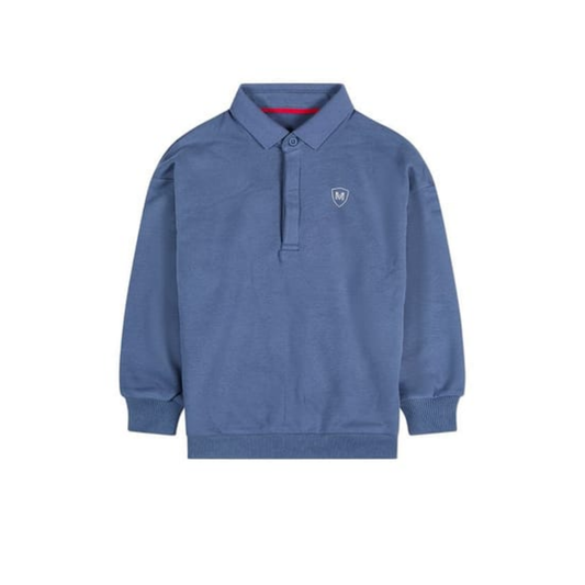 Memoi Moonlight Blue Boys Long Sleeve Polo Sweatshirt