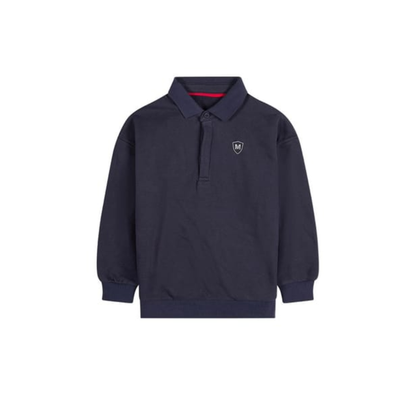 Memoi Midnight Navy Boys Long Sleeve Polo Sweatshirt