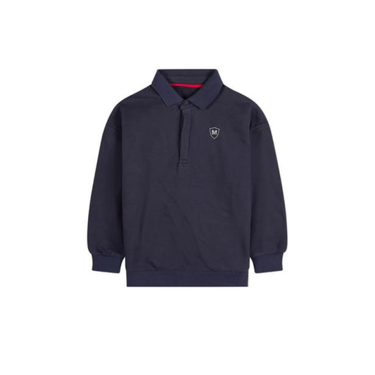 Memoi Midnight Navy Boys Long Sleeve Polo Sweatshirt