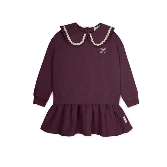Mipounet Burgundy Luna Long Sleeve Sweatshirt Dress