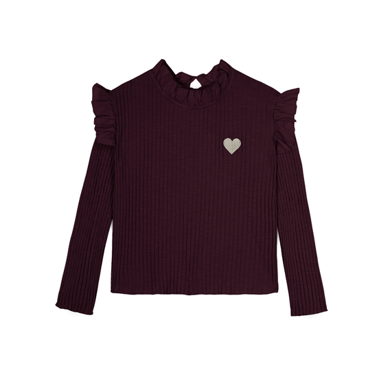 Mipounet Burgundy Charlotte Ruffle T-Shirt