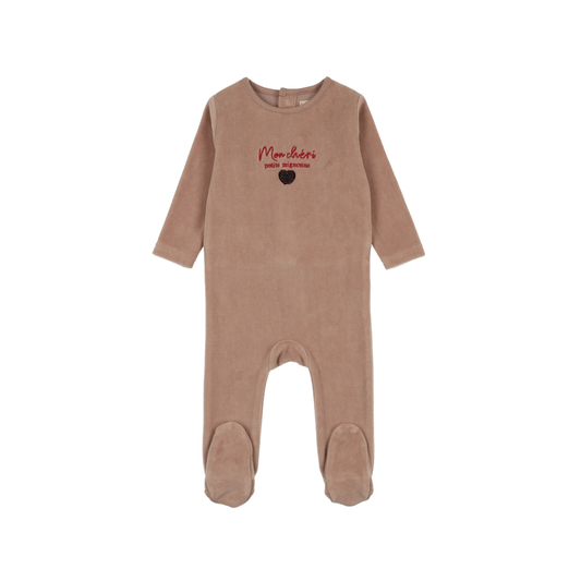 Analogie Dried Rose Velour Baby Footie