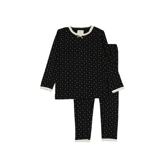 Lil Legs Black Print Tiny Twig Lounge Set