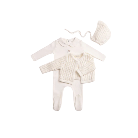 Bee And Dee Linen Delicata Ensemble Footie