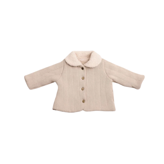 Bee And Dee Neutral Sherpa Collar Knit Jacket