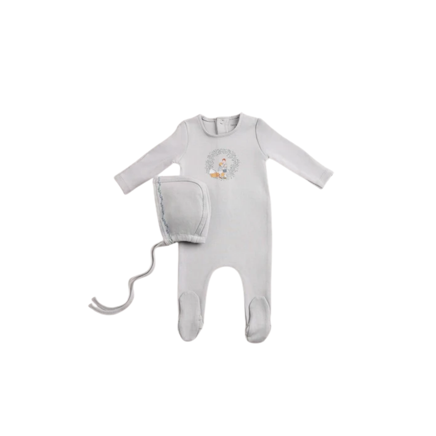 Bee And Dee Crisp Blue Cradle Scene Footie With Beanie