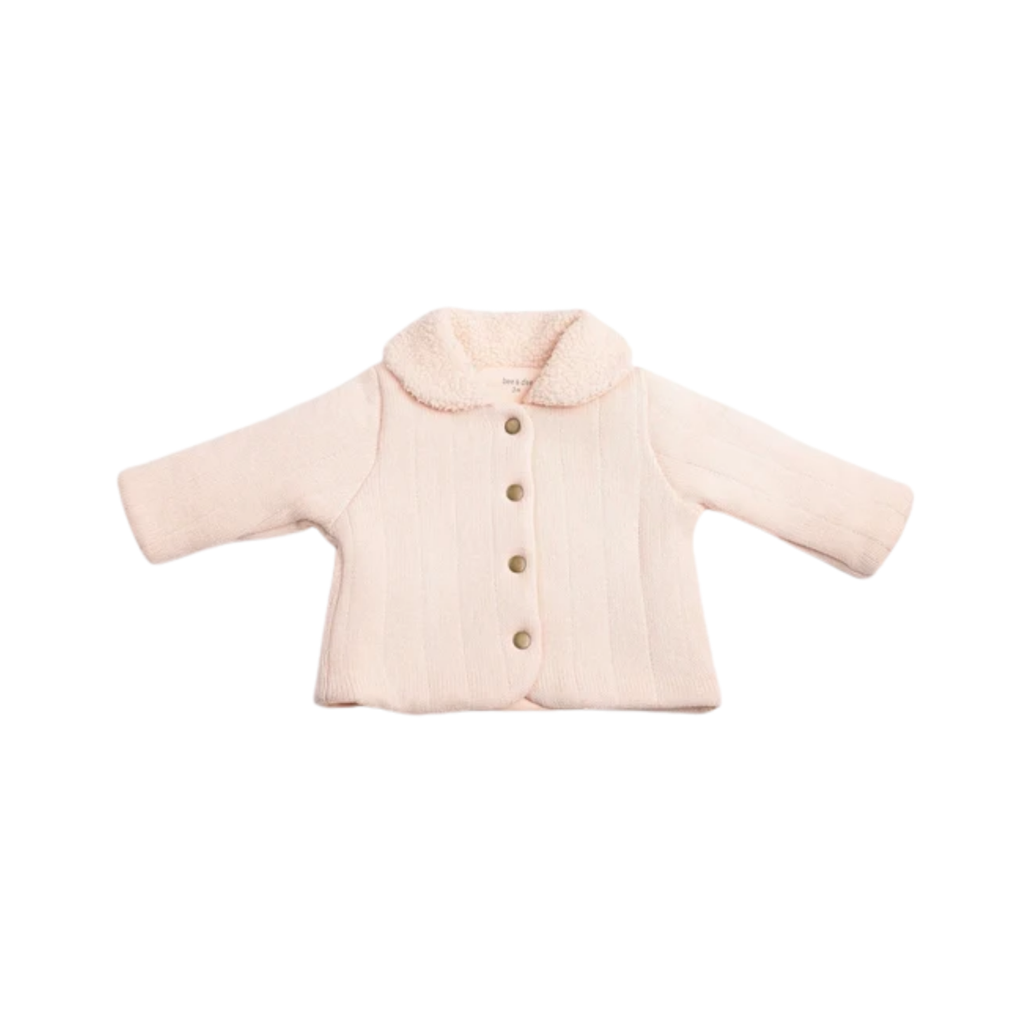 Bee And Dee Pastel Pink Sherpa Collar Knit Jacket