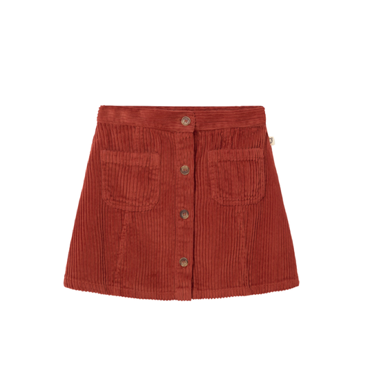 Cozmo Ginger Wale Corduroy Button-Up Skirt