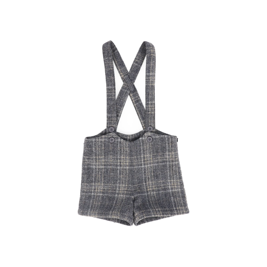 Le Bourdon Grey Plaid Print Overall