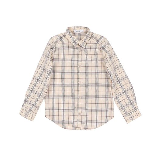 Motu Boys Cocoa Mason Plaid Long Sleeve Shirt