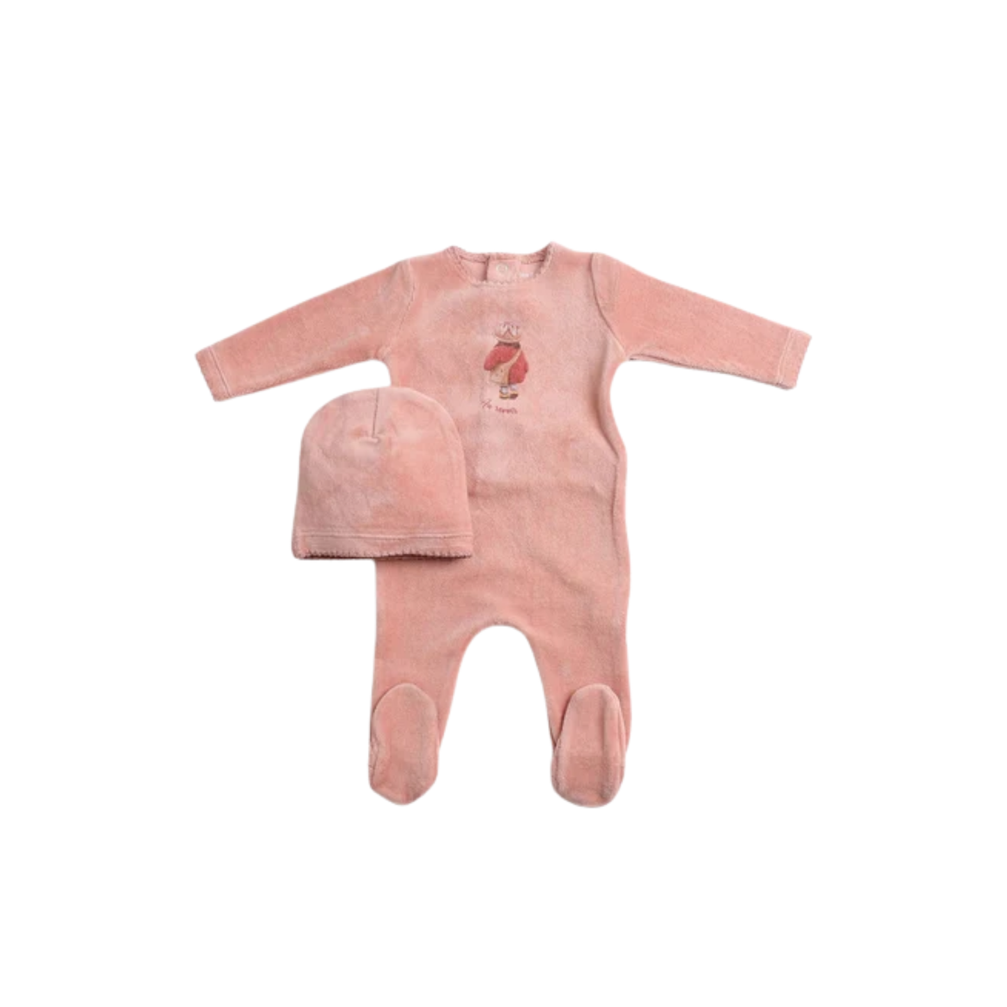 Bee And Dee Satin Pink Au Revoir Footie With Beanie