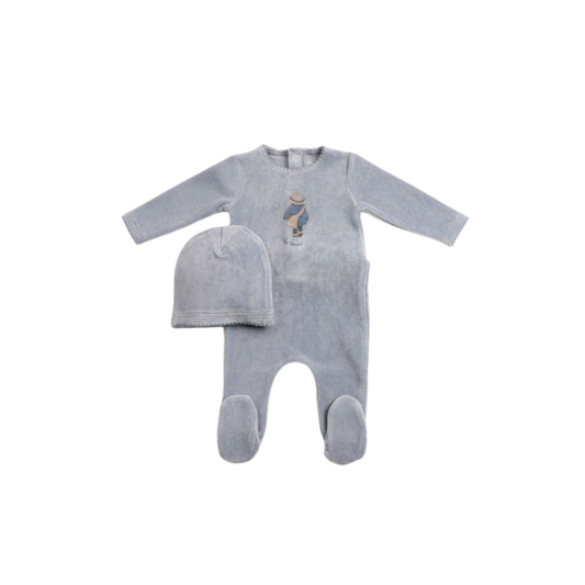 Bee And Dee Blue Horizon Au Revoir Footie With Beanie