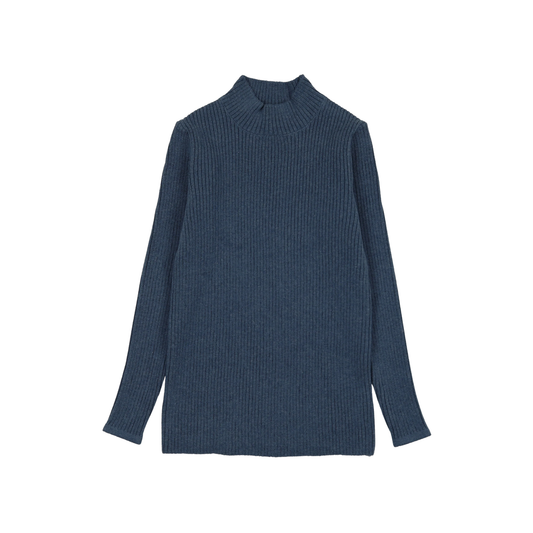 Lil Legs Vintage Blue Knit Mock Neck