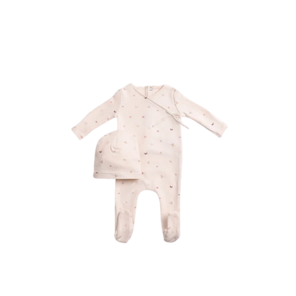 Bee And Dee Ivory Girls Flutter & Fly Footie With Beanie