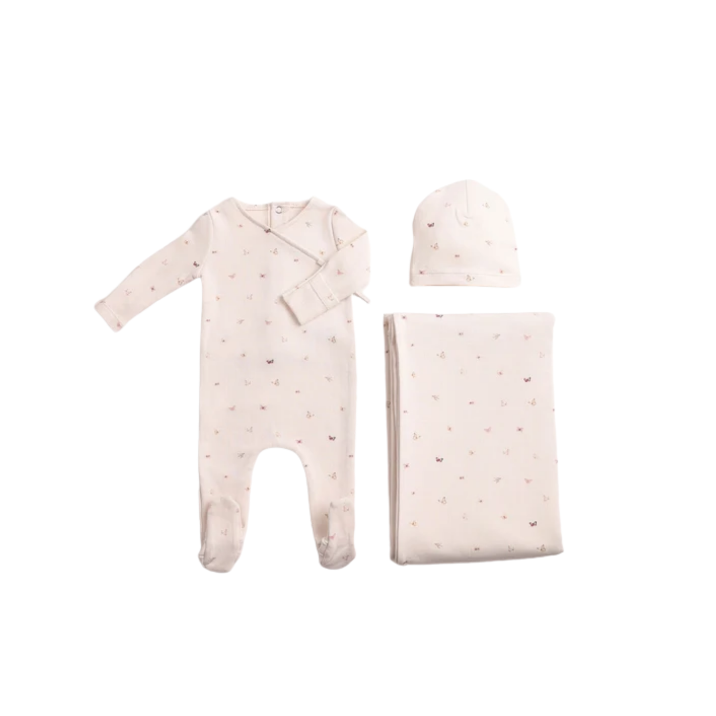 Bee And Dee Ivory Girls Flutter & Fly Footie With Beanie