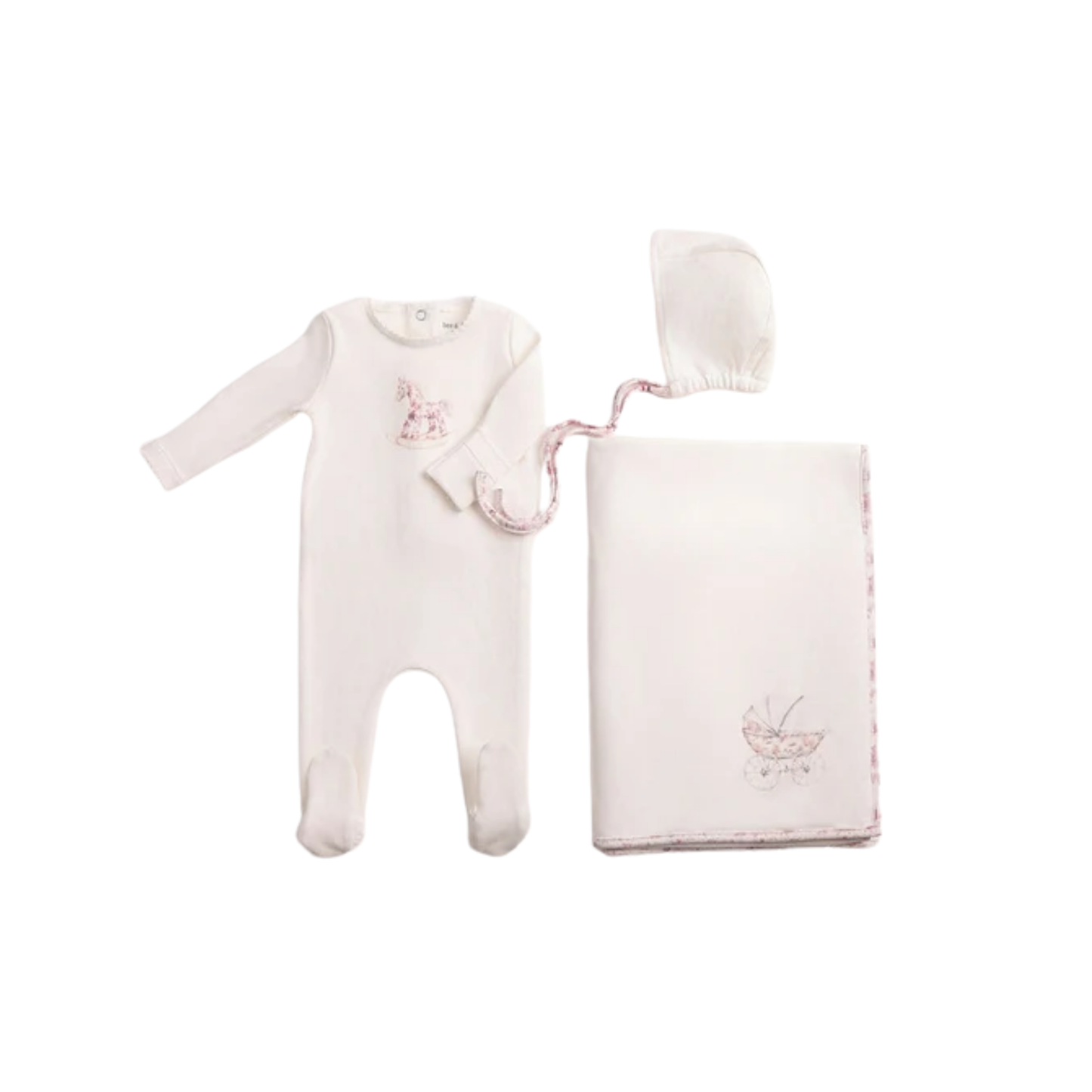 Bee And Dee Chalk White Girls Rocking Horse Footie With Beanie