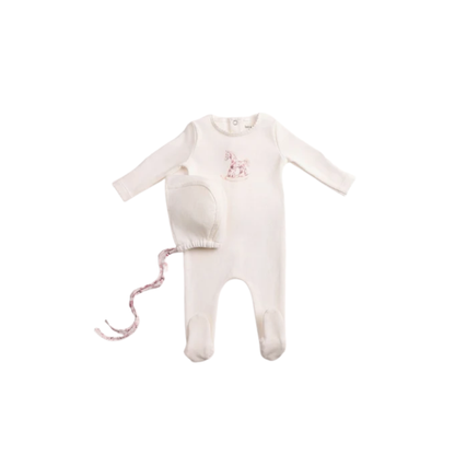 Bee And Dee Chalk White Girls Rocking Horse Footie With Beanie