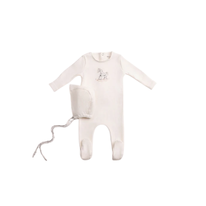 Bee And Dee Chalk White Boys Rocking Horse Footie With Beanie