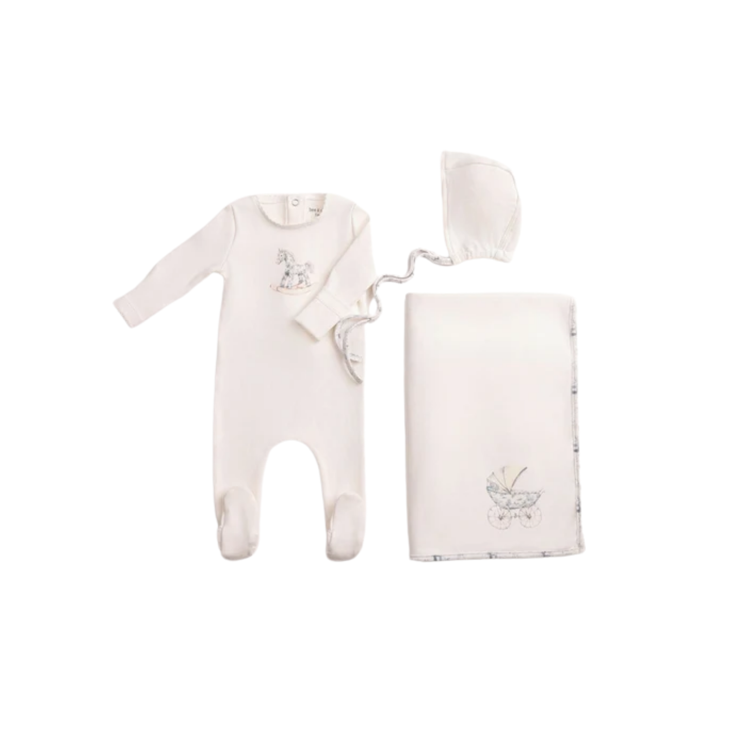 Bee And Dee Chalk White Boys Rocking Horse Footie With Beanie