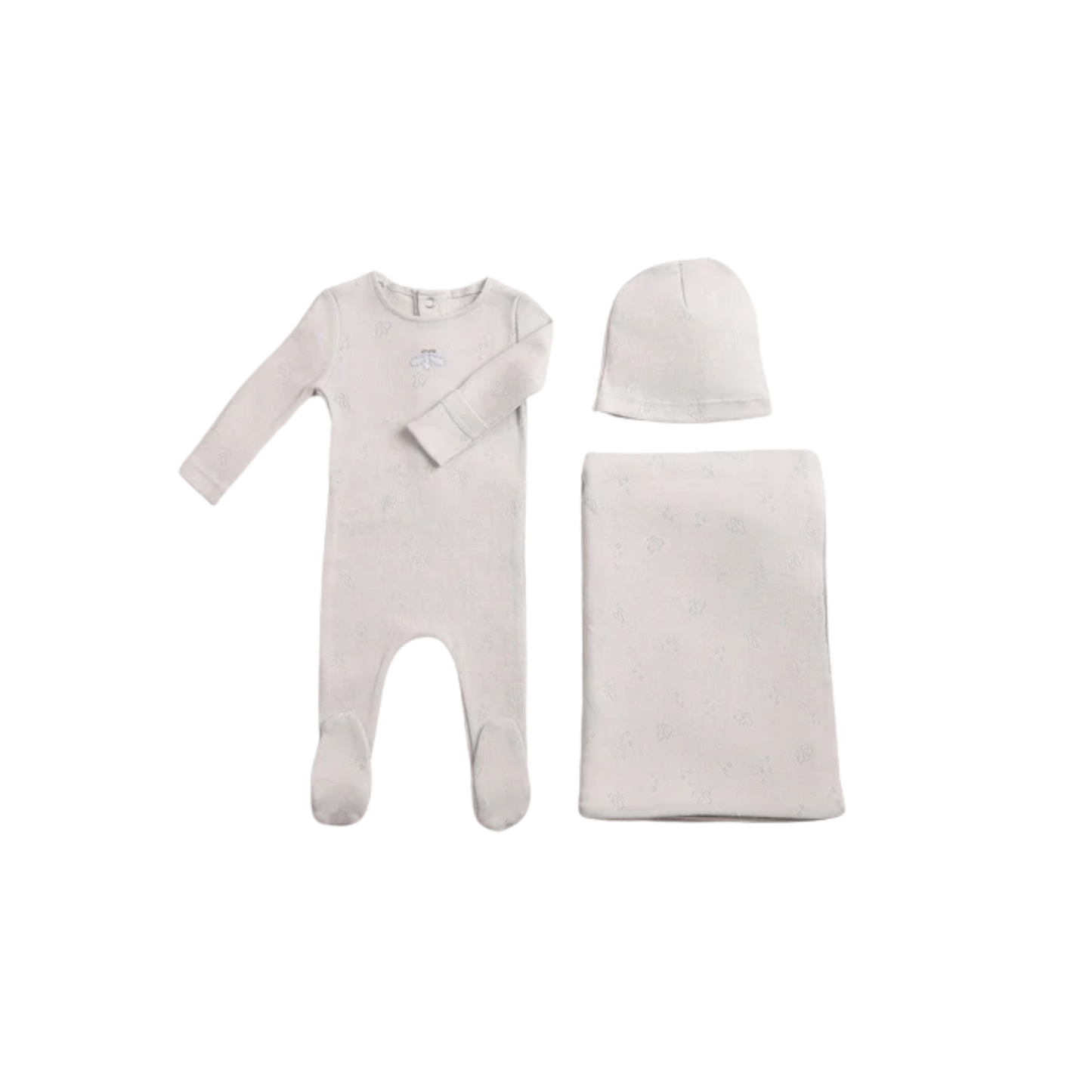 Bee And Dee Dusty Blue Wings Pointelle Footie With Beanie