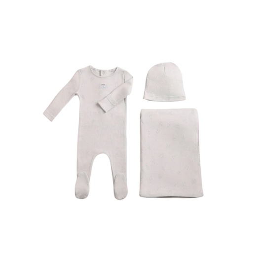 Bee And Dee Dusty Blue Wings Pointelle Footie With Beanie
