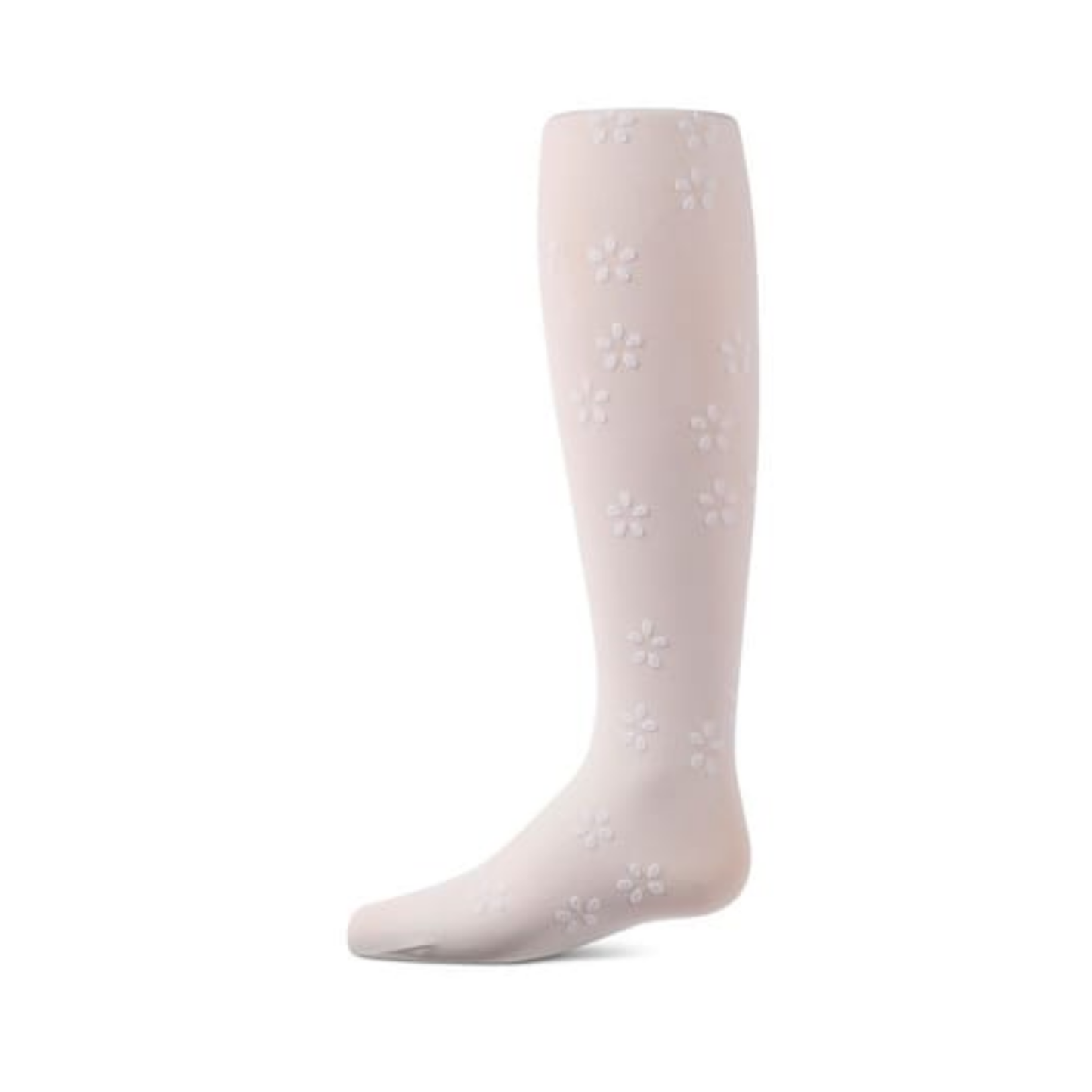 Memoi Winter White Confetti Flower Flocked Tights