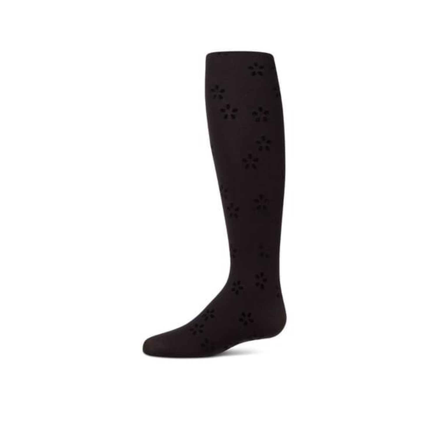 Memoi Black Confetti Flower Flocked Tights