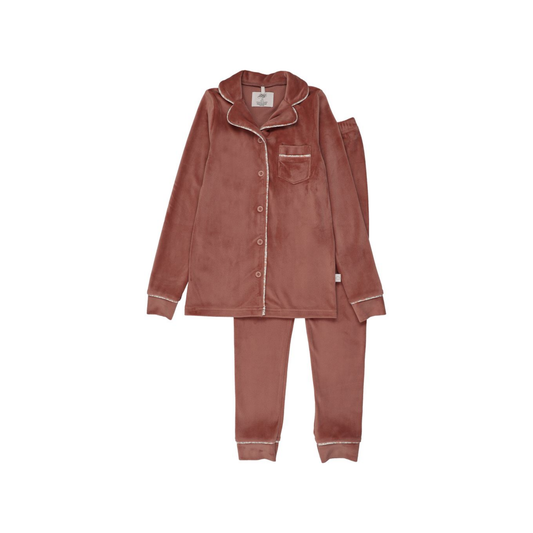 Pouf Pink Velour Grandpa Long Sleeve Pajama