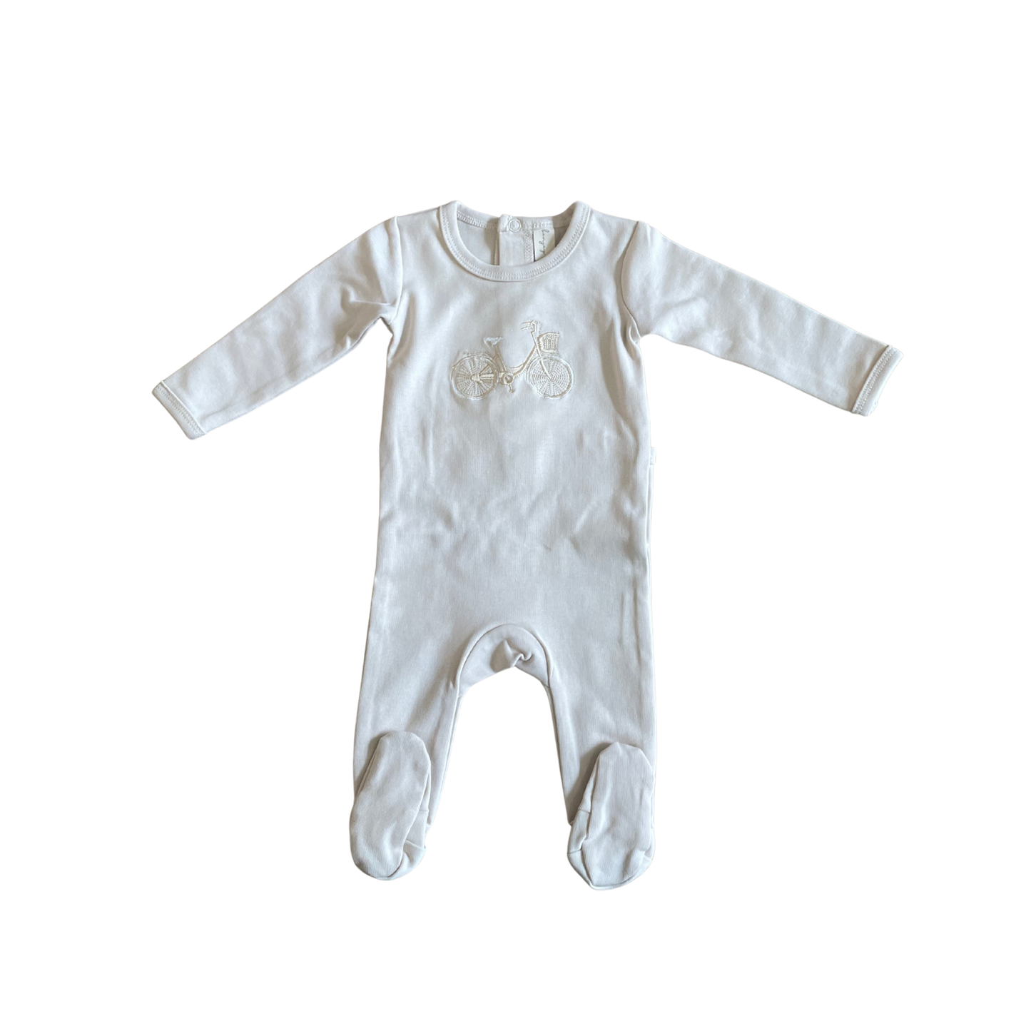Bonjoy Taupe Bike Embroidered Bike Footie Set