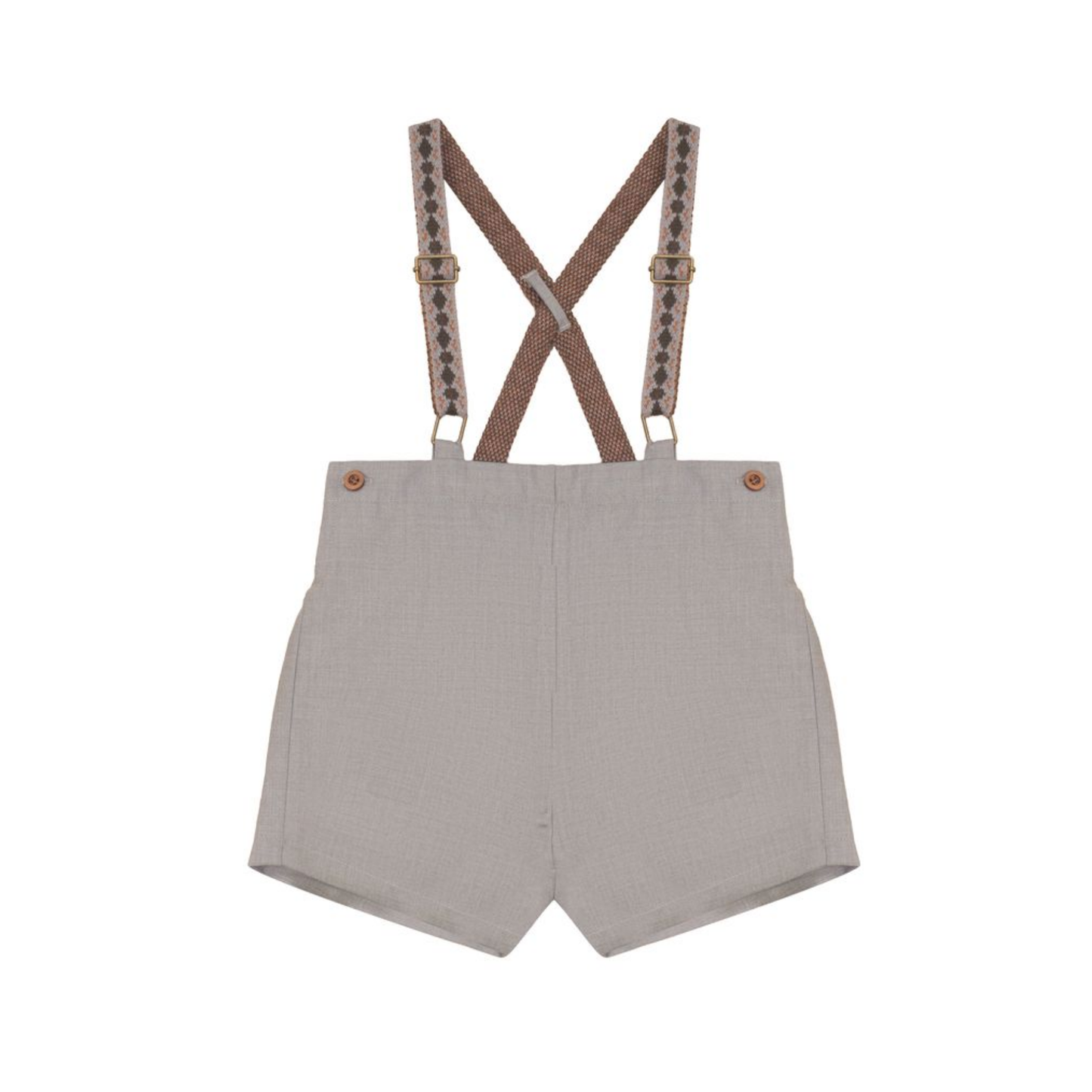 Calla Lili Taupe Shorts With Knit Suspenders