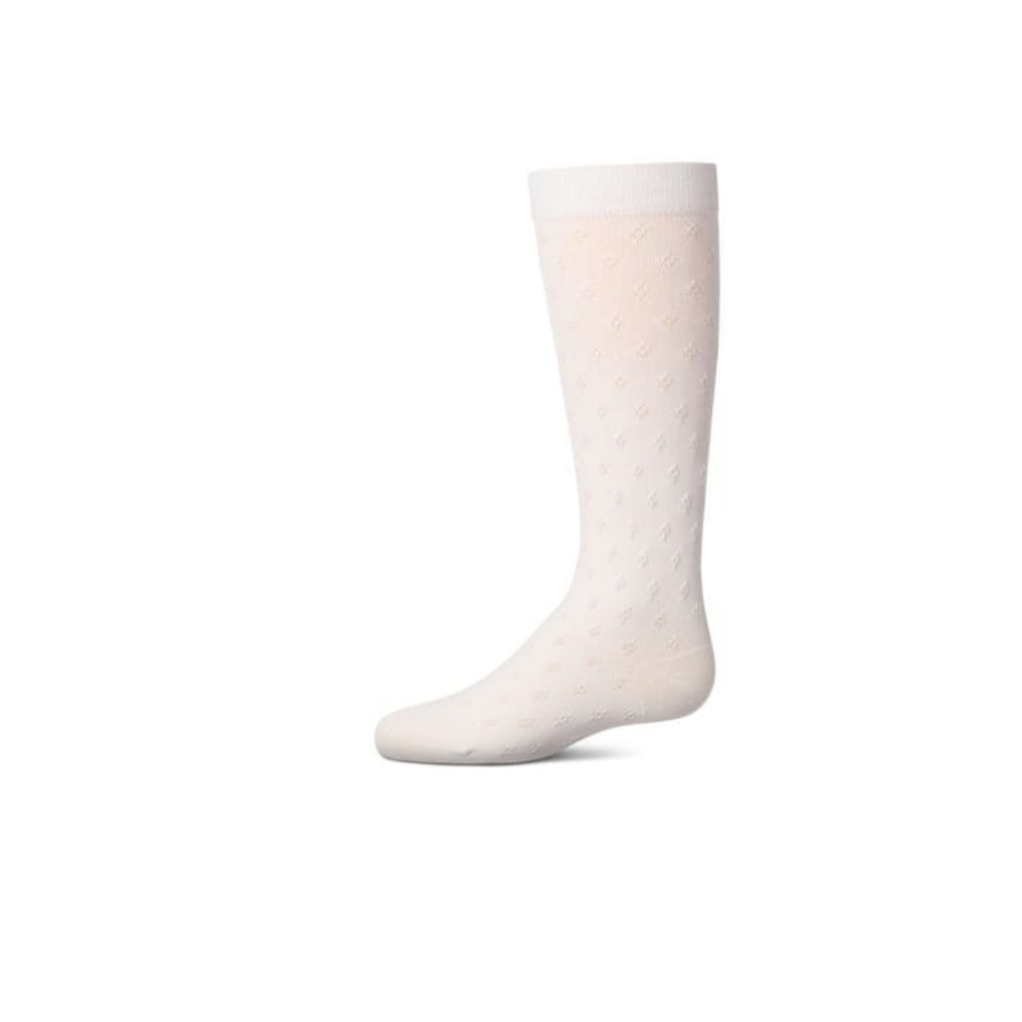 Memoi Winter White Tiny Bloom Pointelle Knee High