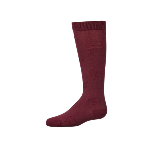 Memoi Burgundy 3D Bow Knee High