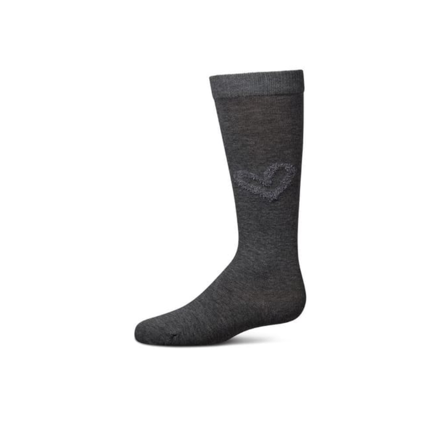 Memoi Charcoal Gray Cozy Heart Knee High