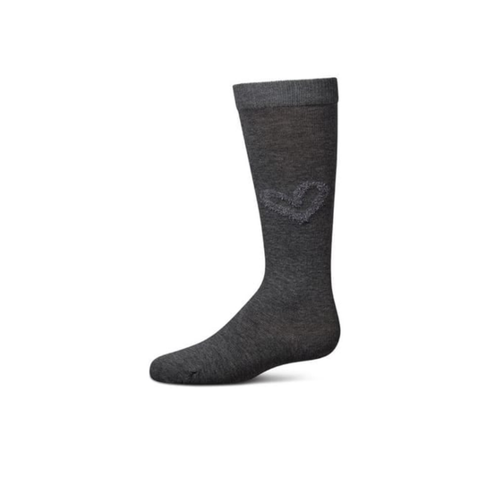 Memoi Charcoal Gray Cozy Heart Knee High