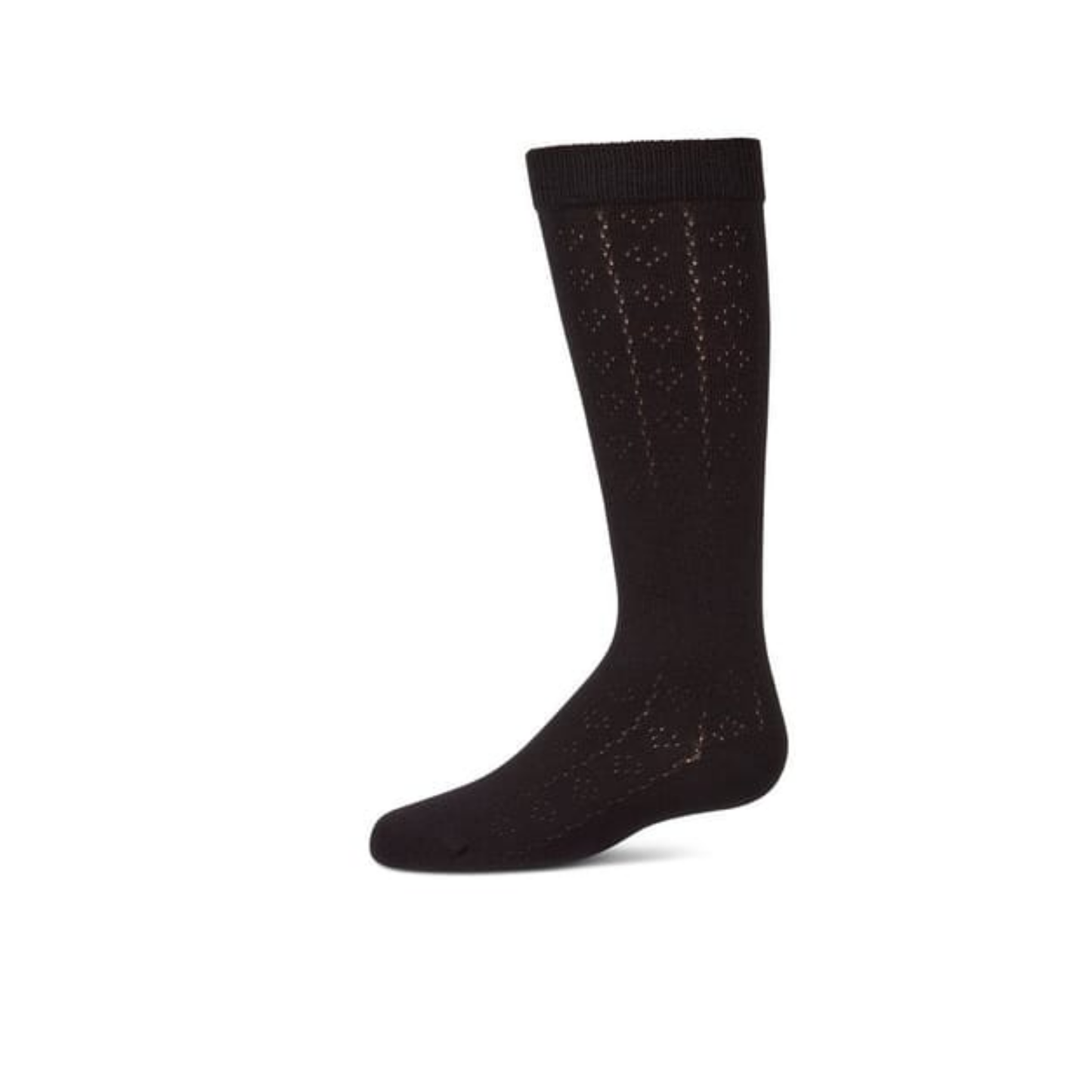 Memoi Black Dainty Heart with Lines Knee High