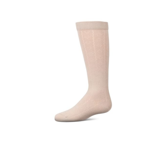 Memoi Latte Dainty Heart with Lines Knee High