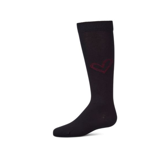 Memoi Navy-Burgundy Heart Pop Knee High