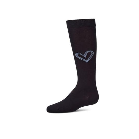 Memoi Navy-Denim Heart Pop Knee High