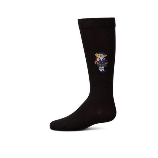 Memoi Black Preppy Girl Bear Knee High