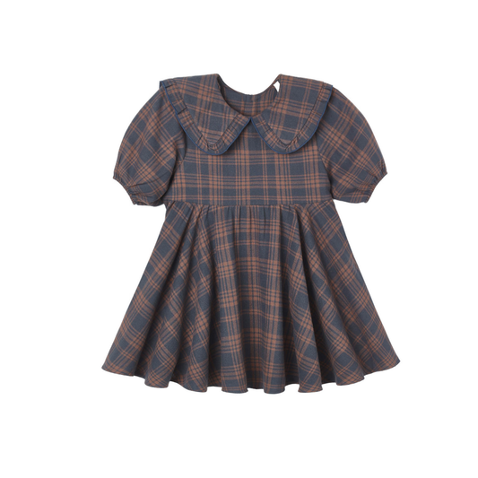 Rylee+Cru Midnight Camille Plaid Short Sleeve Dress