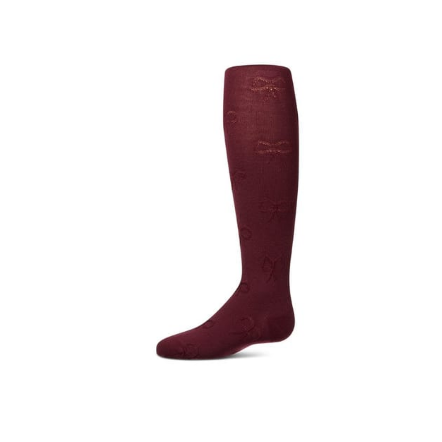 Memoi Burgundy 3D Bow Cotton Tights