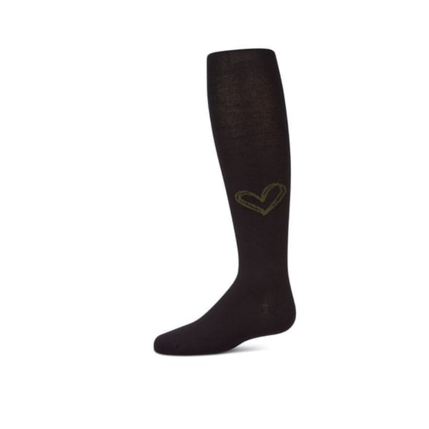 Memoi Black-Olive Heart Pop Cotton Tights