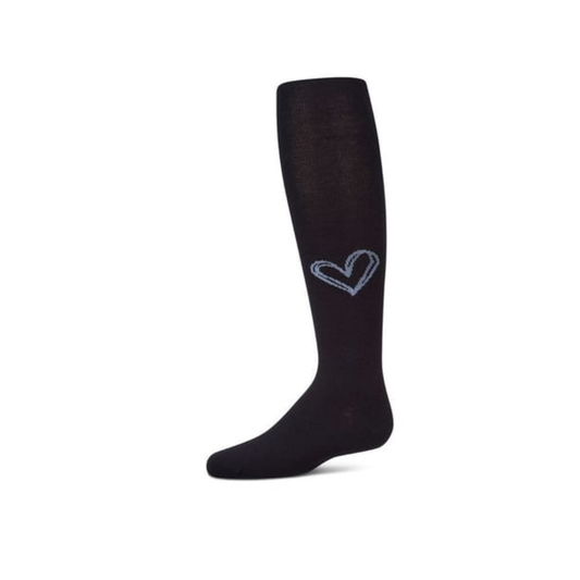 Memoi Navy-Denim Heart Pop Cotton Tights