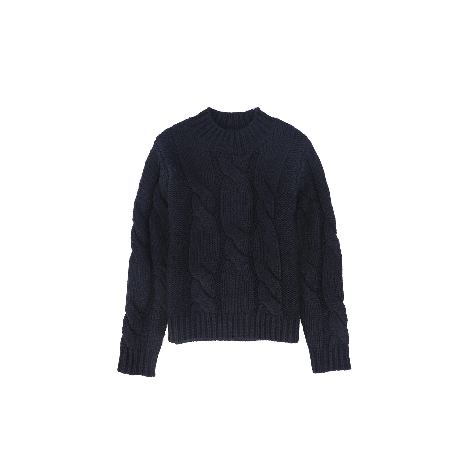 Le Bourdon Navy Cable Knit Chunky Sweater