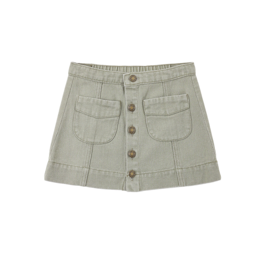 Rylee+Cru Dark-Sage Denver Button-Down Skirt