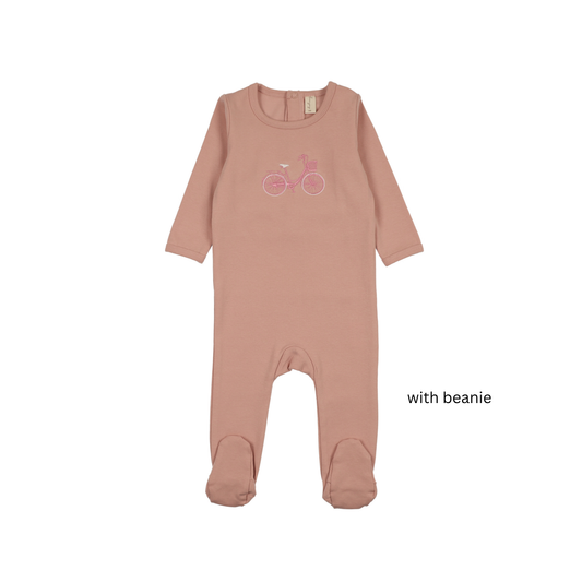 Bonjoy Pink Bike Embroidered Bike Footie Set