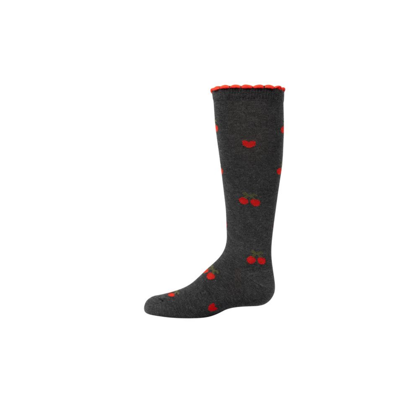 Zubii 285 Midnight Grey Cherry Heart  Print Knee