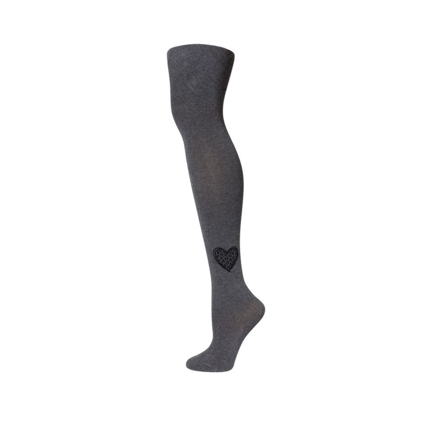 Zubii 288 Charcoal Velvet Leopard Heart Tights